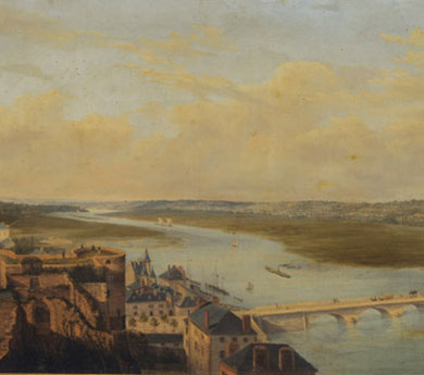 Ricois, François Edme : <i>Vue du pont de la Basse-Chaine à Angers</i> 1860