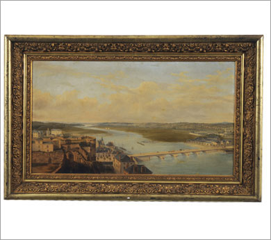 Ricois, François Edme : <i>Vue du Pont de la Basse-Chaine à Angers</i> » 1860